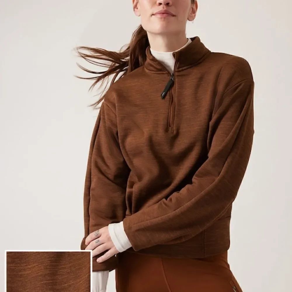 NWT Athleta Altitude Polartec Half Zip Sweatshirt Mahogany Brown L
